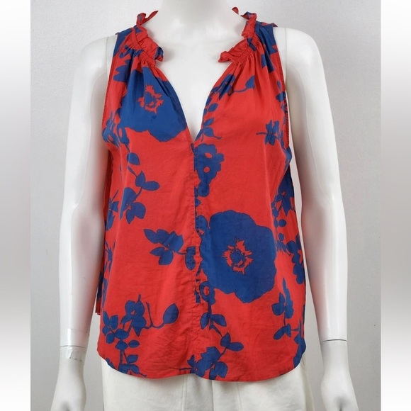 Velvet by Graham & Spencer Red and blue Floral Tank Top Size Large cotton - Picture 2 of 7